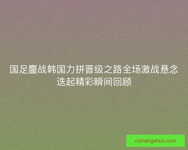 国足鏖战韩国力拼晋级之路全场激战悬念迭起精彩瞬间回顾